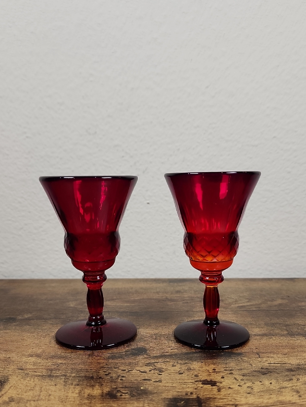 Vintage Martinsville Lady Astor Ruby Red Wine/Cordial Glasses
